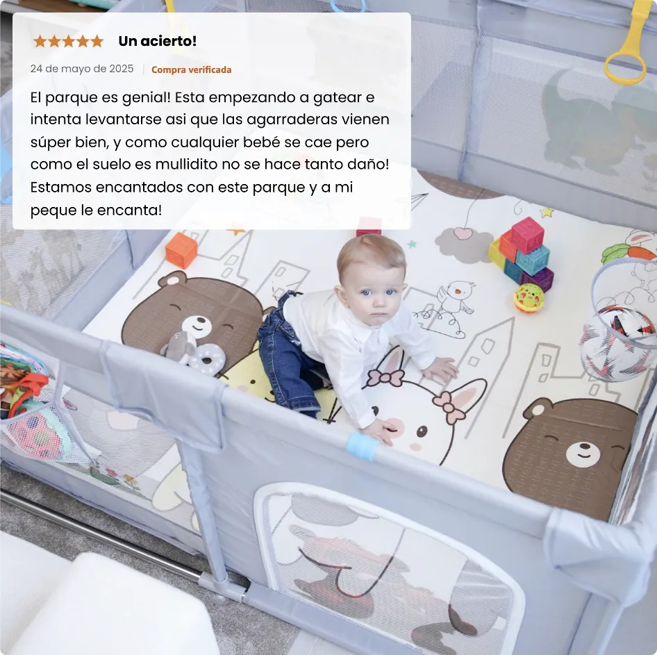 PARVULI® Parque Infantil Bebé + Alfombra de Juegos + Agarraderas - PARVULI