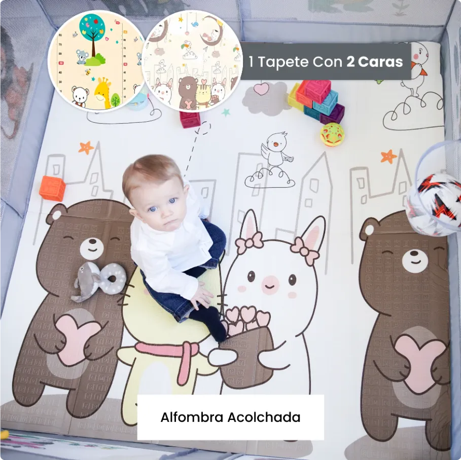 PARVULI® Parque Infantil Bebé + Alfombra de Juegos + Agarraderas - PARVULI