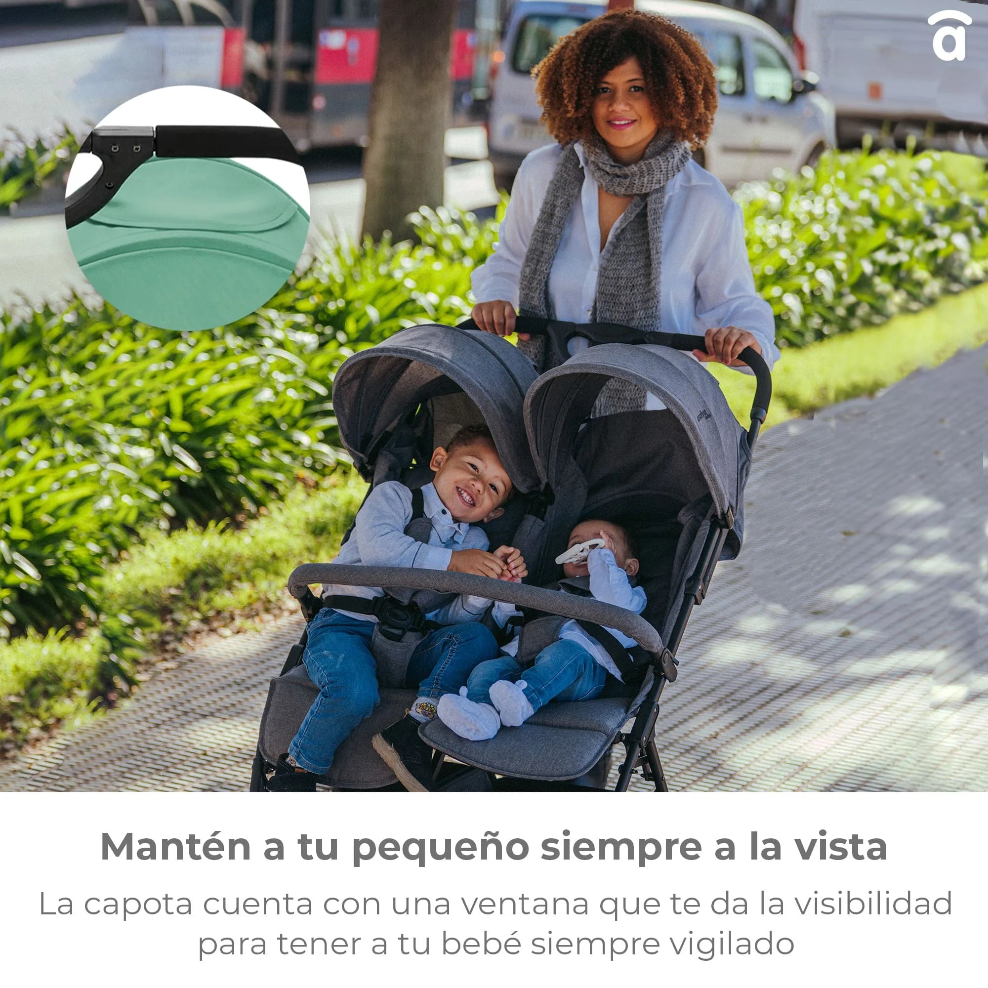 Silla Gemelar Henry Gris - Ligera, Compacta y Manejable para Dos Niños"