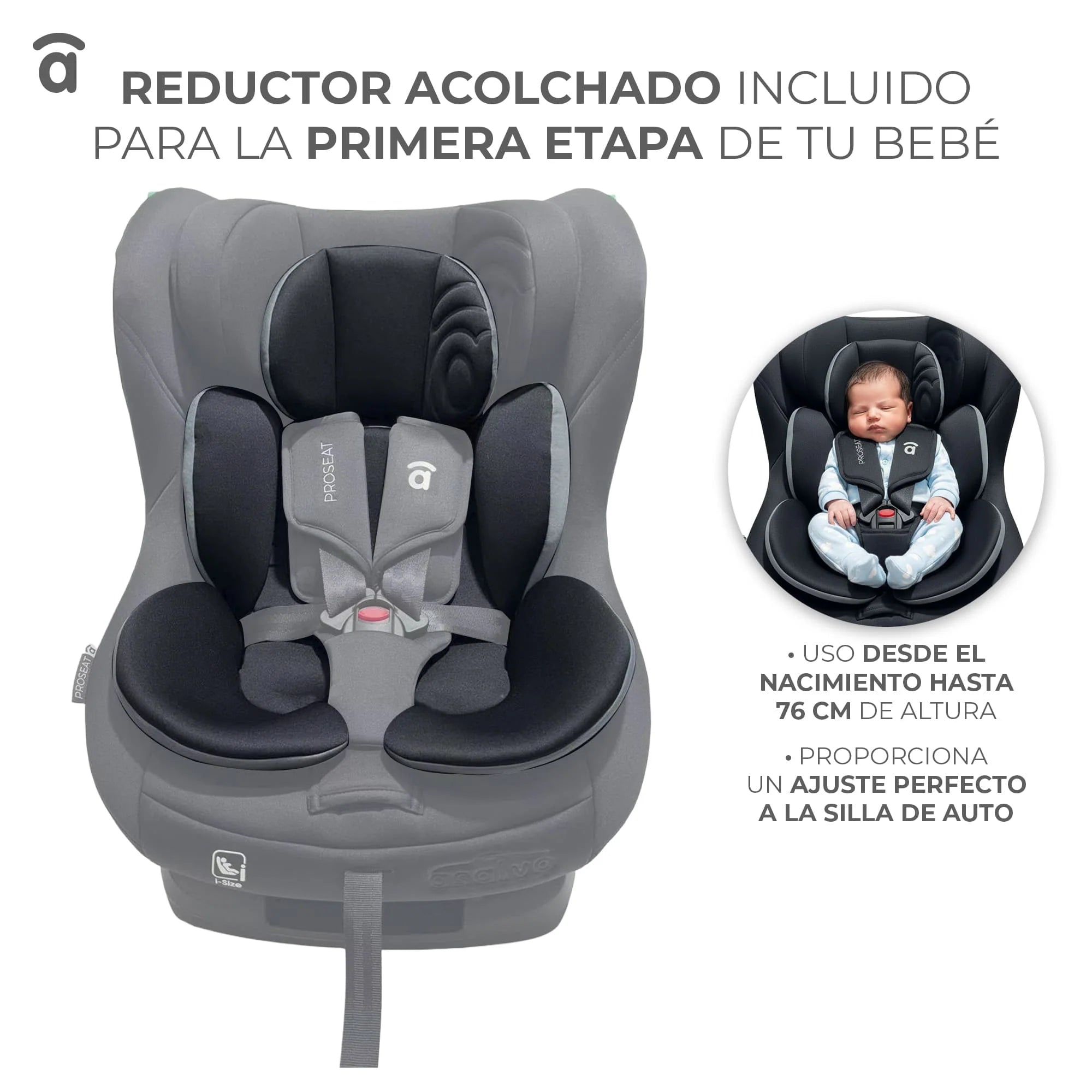Silla de Auto Proseat Convertible - Grupo 0+/1/2 (40-105 cm) con Protección Lateral