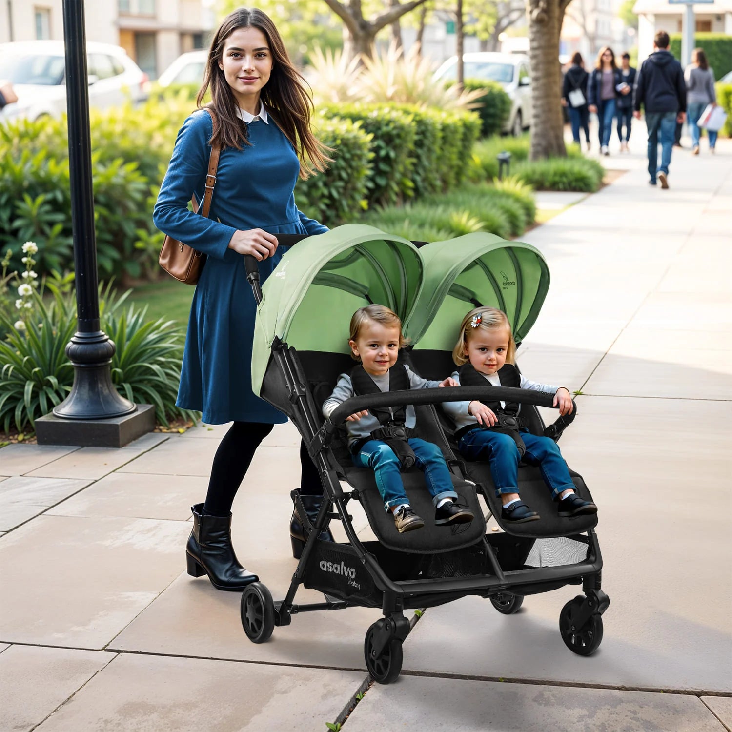 Silla Gemelar Henry Gris - Ligera, Compacta y Manejable para Dos Niños"