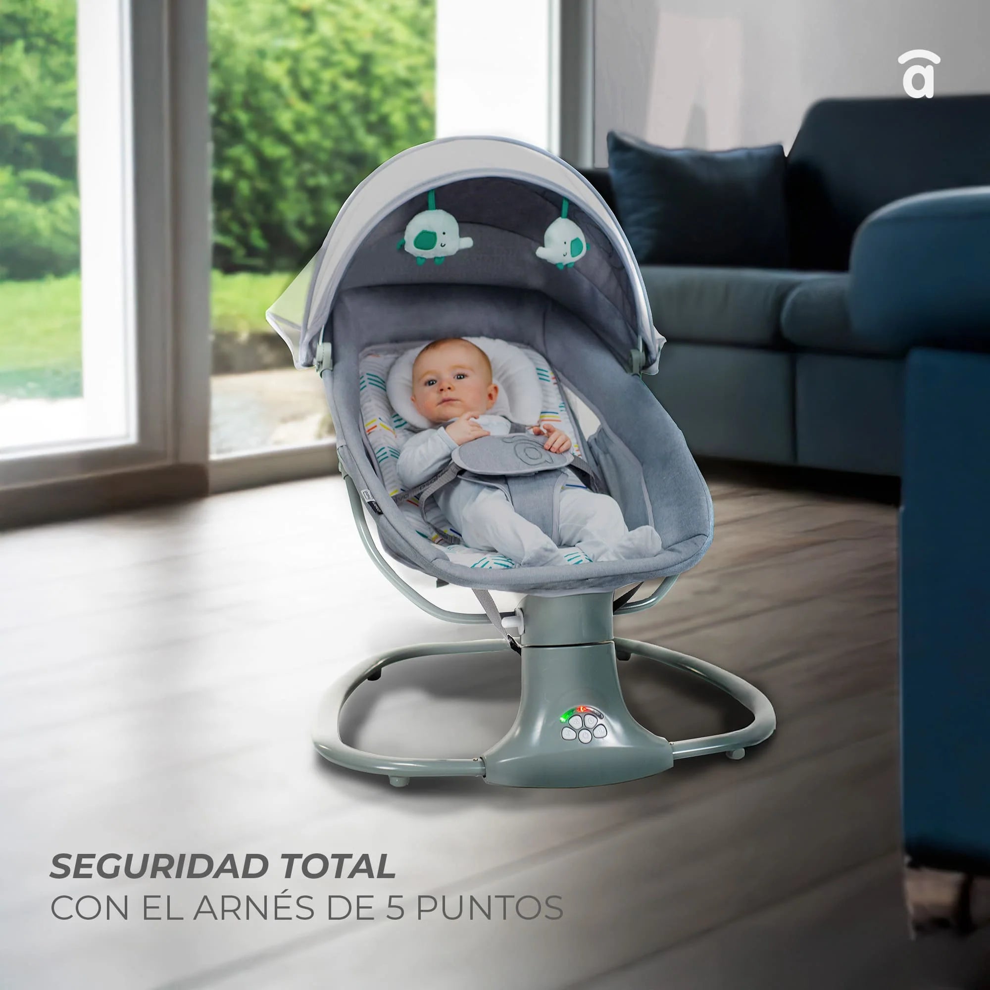 Hamaca Balancín Kahlo Gris con Bluetooth, Música y Vibración 0-3 Años