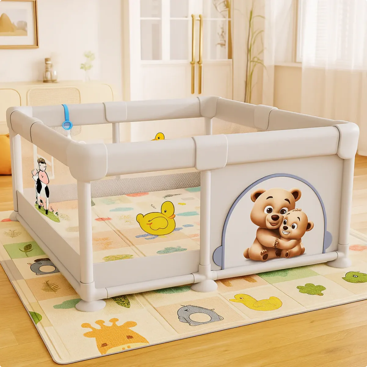 PARVULI® Parque Infantil Bebé + Alfombra de Juegos + Agarraderas - PARVULI