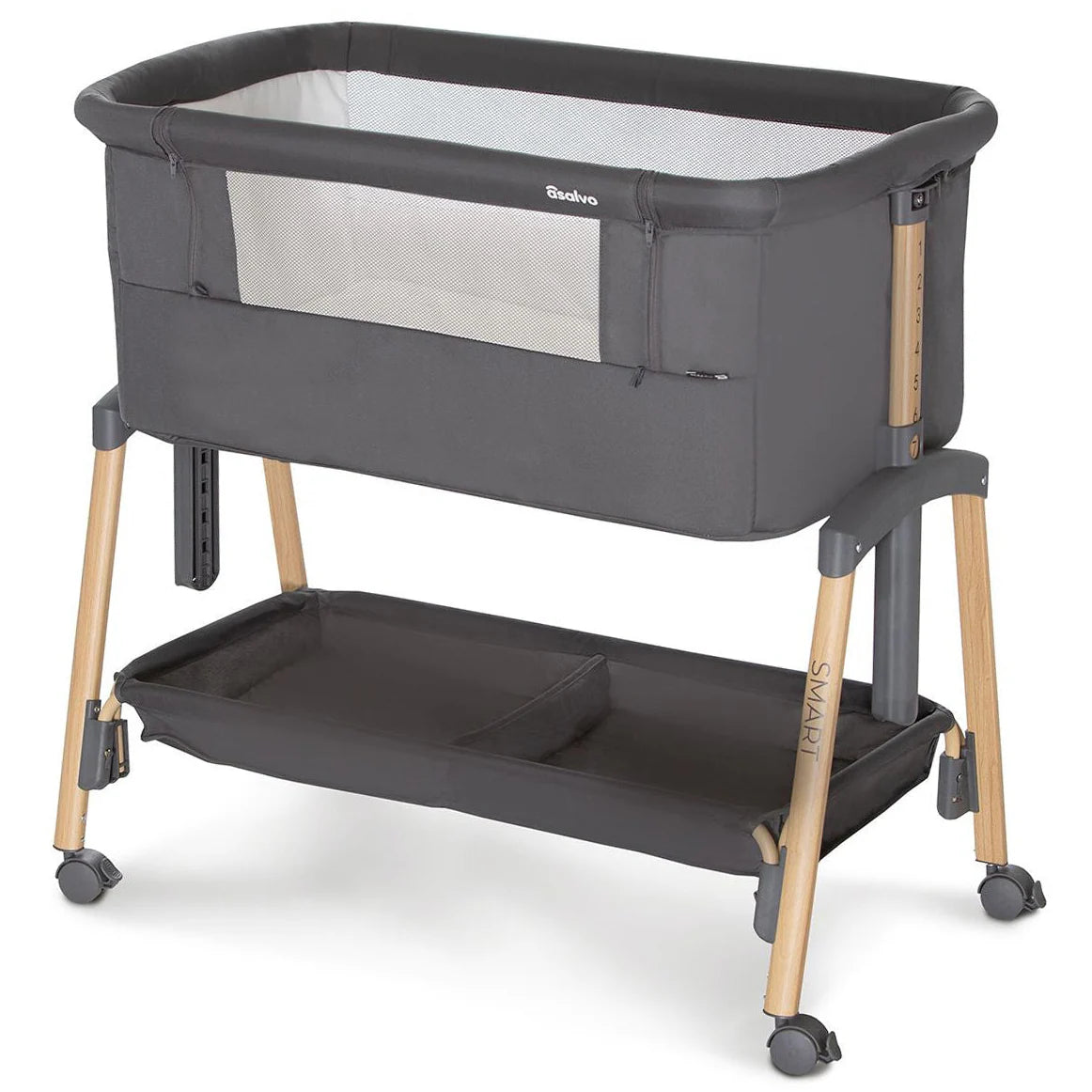 Minicuna de Colecho Smart 2 en 1 - Regulable en Altura con Patas Efecto Madera