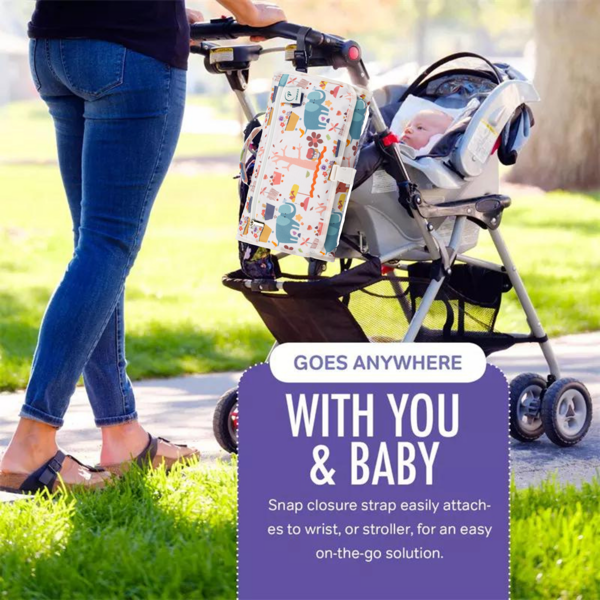 PARVULÍ PACK Cambiador de Bebe Portatil XL Con Chupetero | Regalos Originales para Recien Nacidos | Plegable e Impermeable Que Mantiene al Bebe Cómodo y Limpio