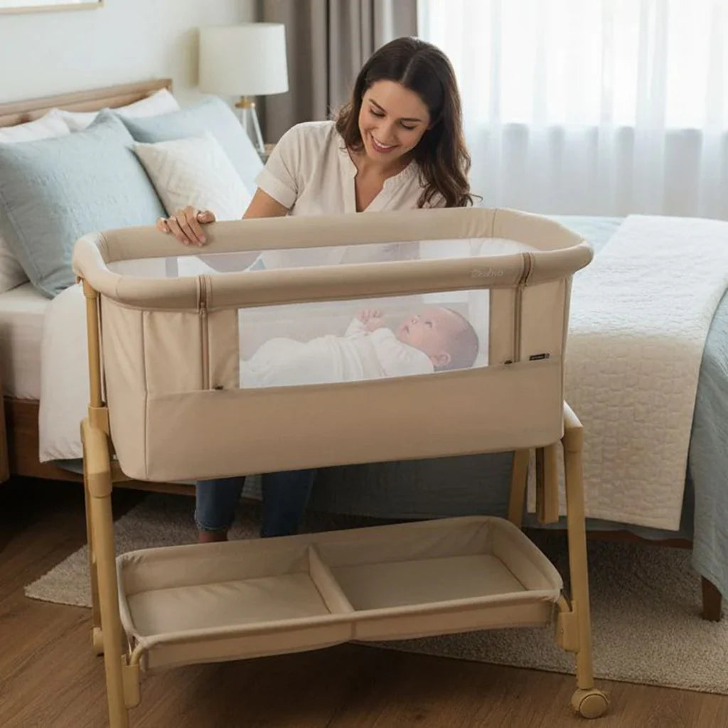 Minicuna de Colecho Smart 2 en 1 - Regulable en Altura con Patas Efecto Madera