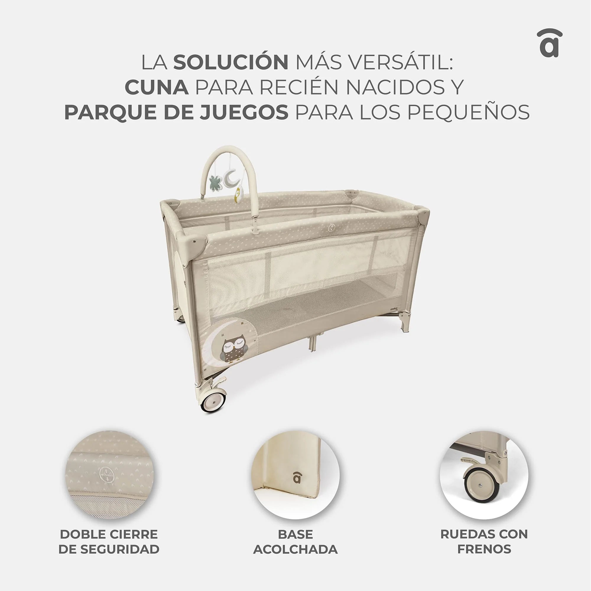 Cuna de Viaje Complet Dúo con Doble Altura - Diseño Búho