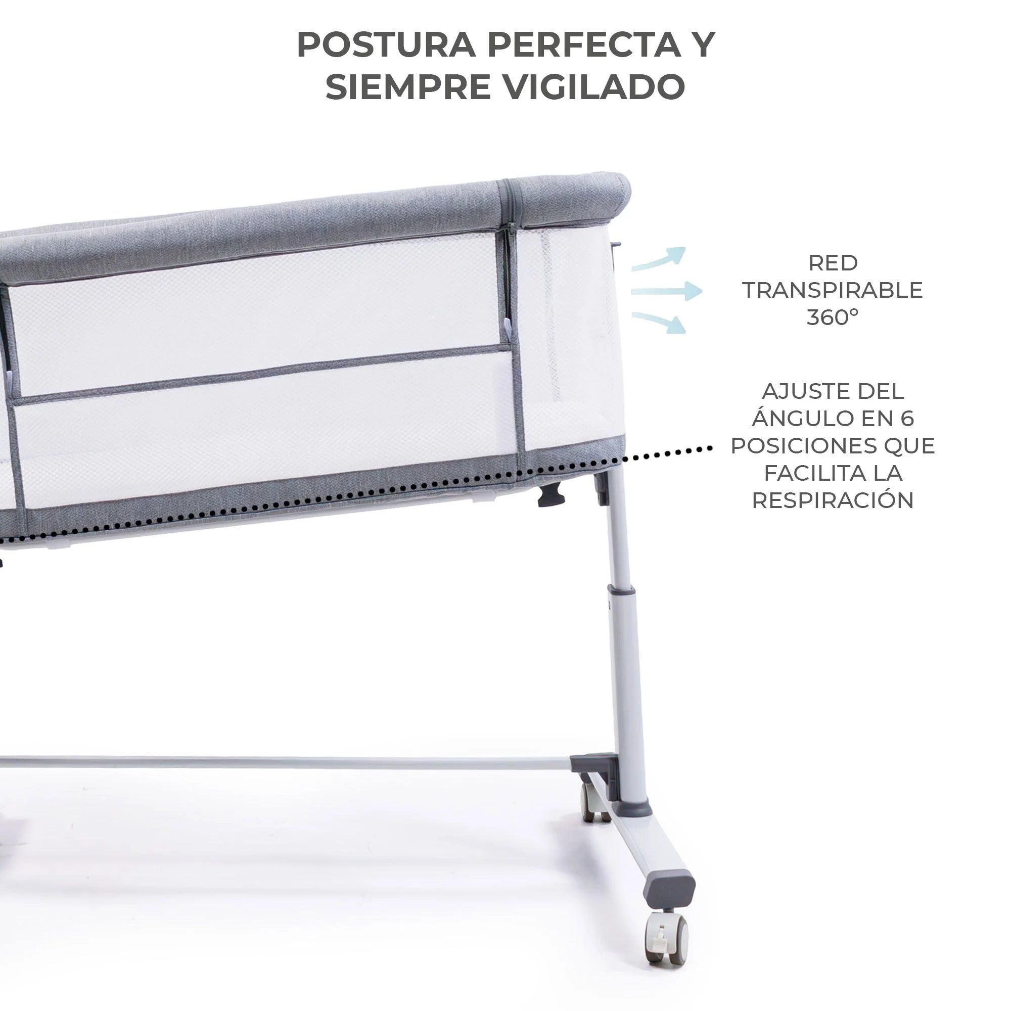 Minicuna de Colecho Sky - 6 Alturas Ajustables y Malla 360º
