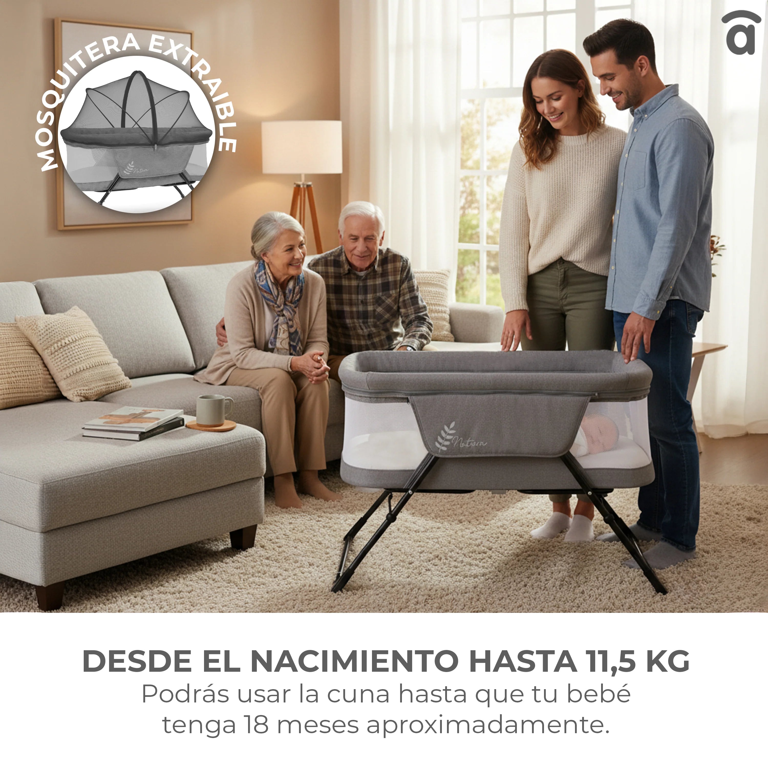 Minicuna Plegable Trip Natura - Portátil y Compacta para Recién Nacidos