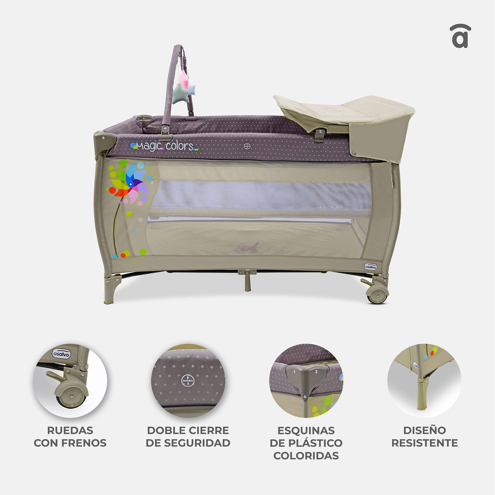 Cuna de Viaje Completa Nórdica con Cambiador y Doble Altura