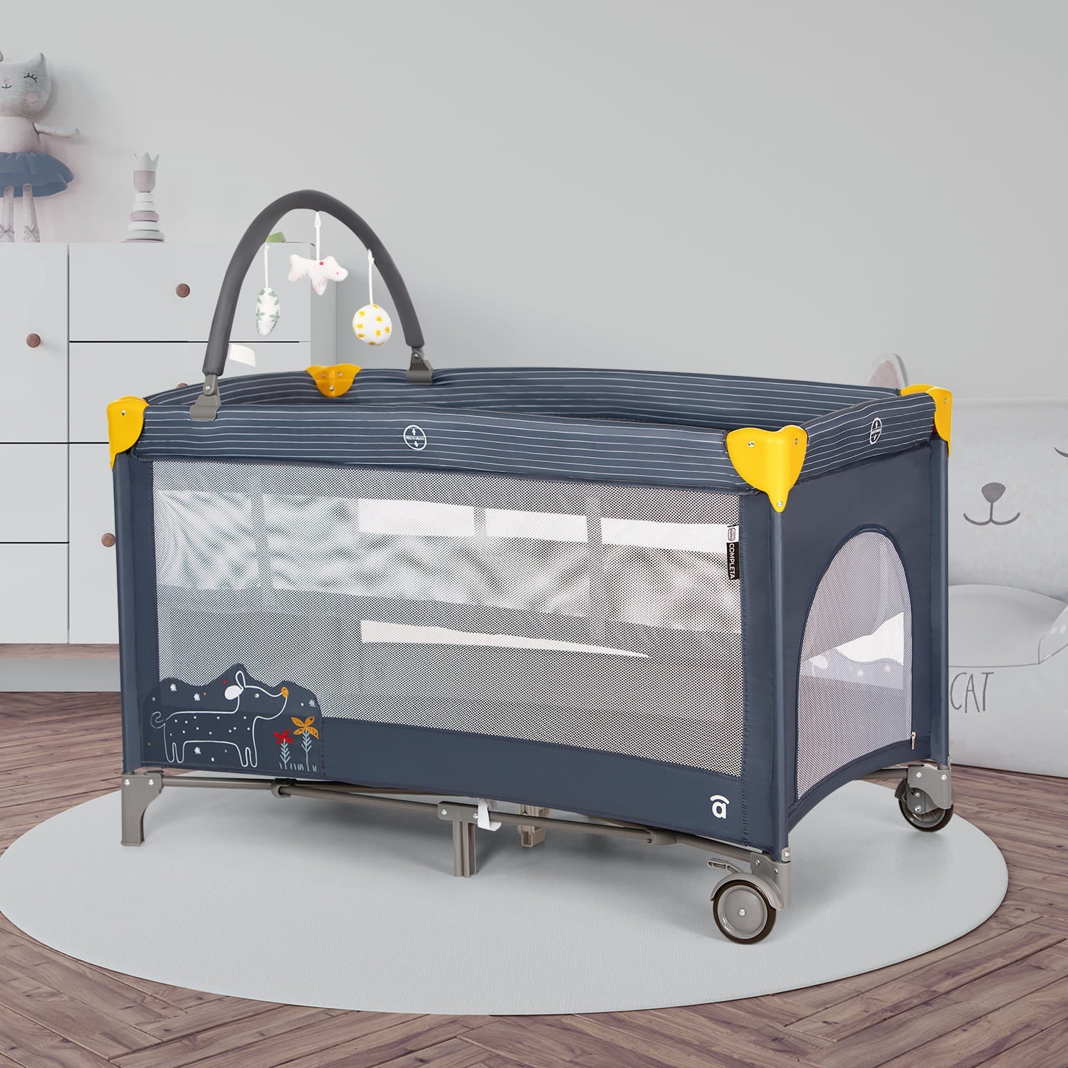 Cuna de Viaje Complet Dúo con Doble Altura - Diseño Búho