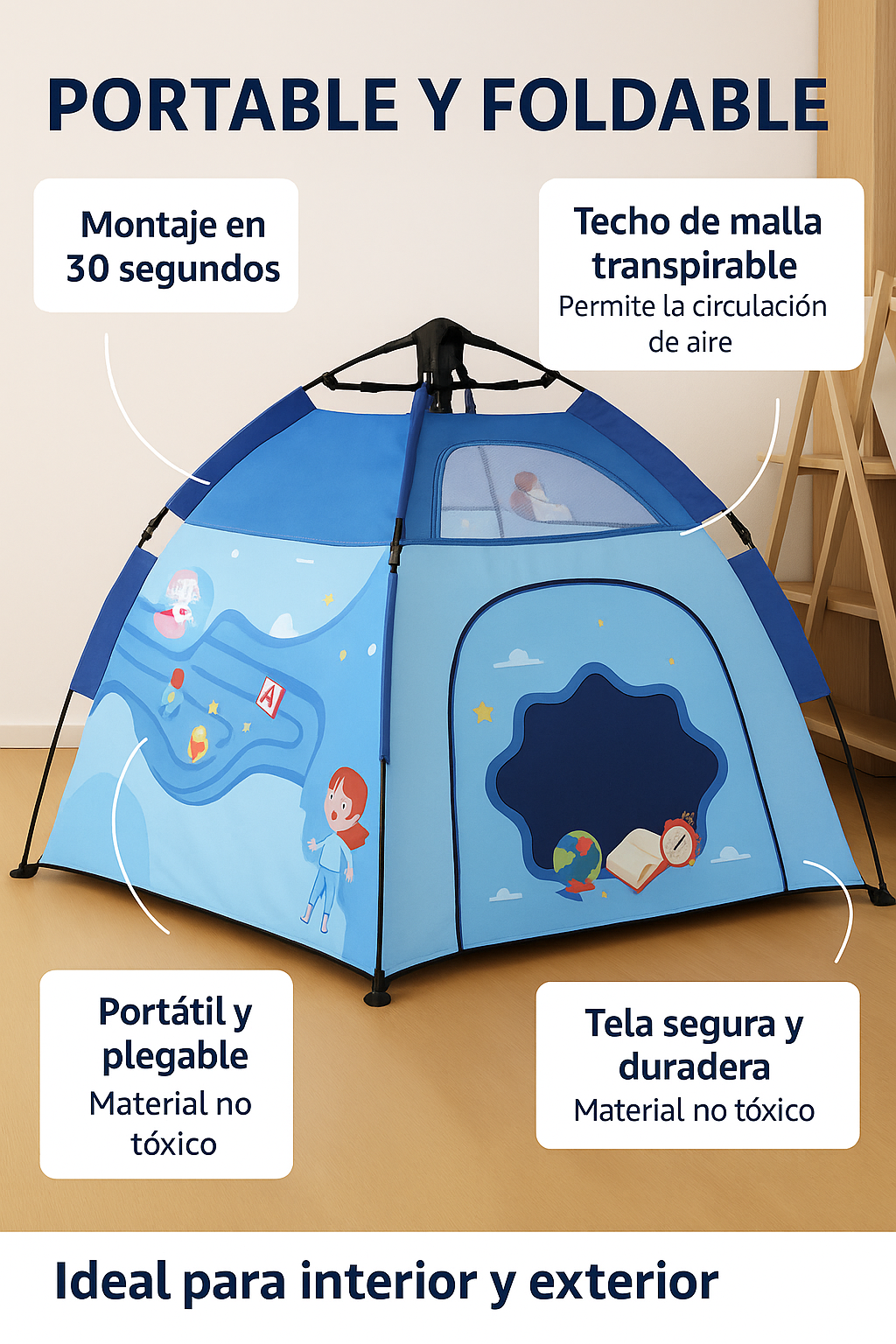 PARVULI Tienda de Campaña Infantil – Casita de Juegos para Niños | Casa, Jardín y Playa