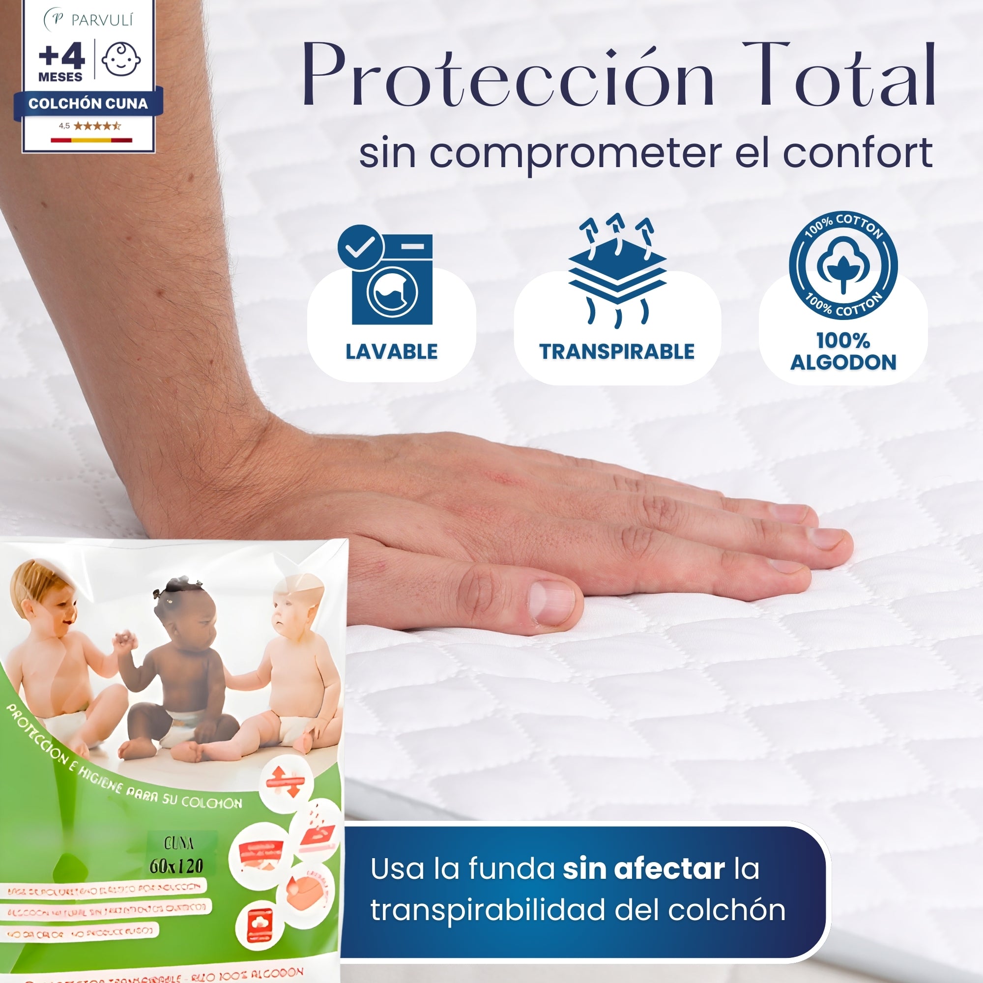 PARVULI™ Colchón para Cuna con Funda Impermeable