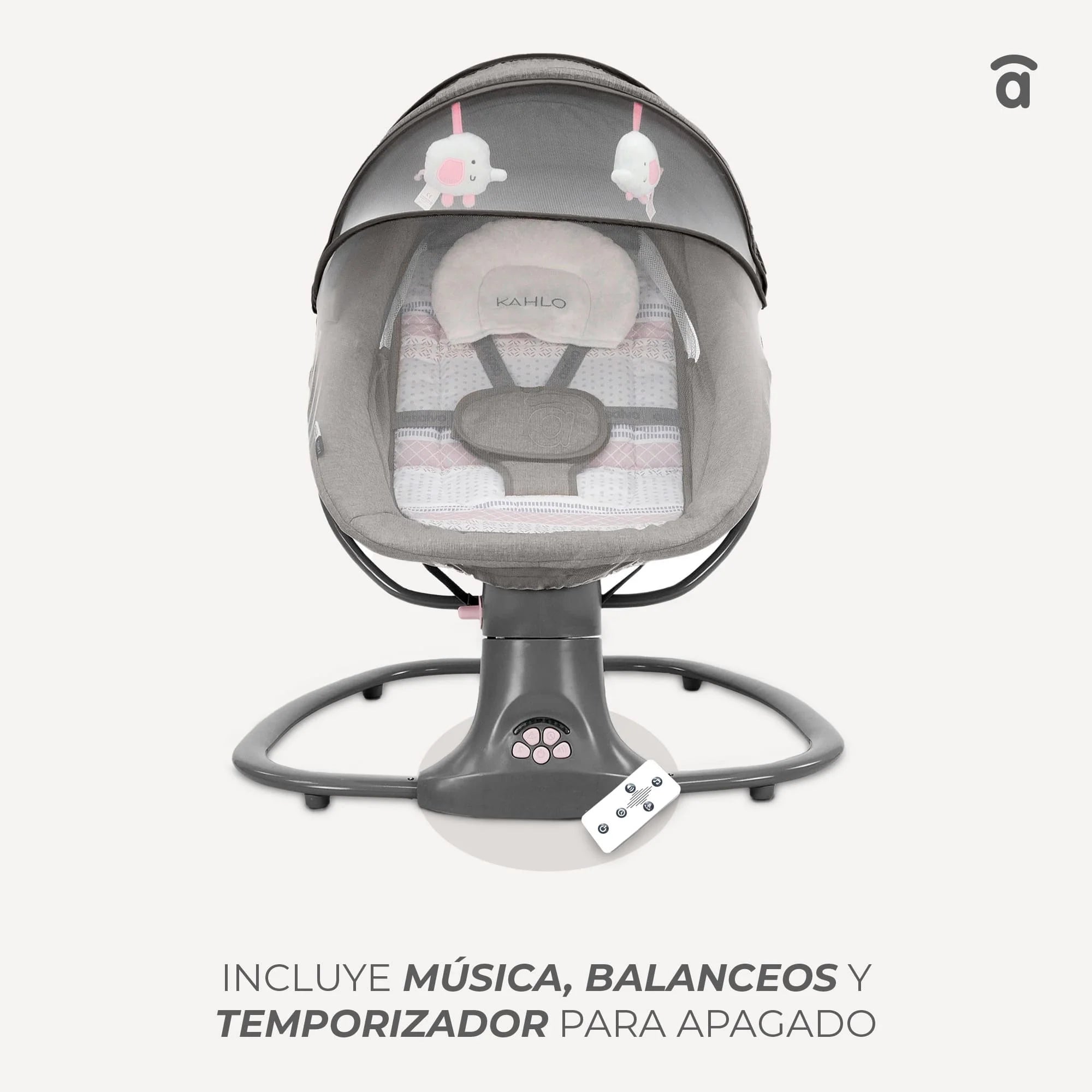 Hamaca Balancín Kahlo Gris con Bluetooth, Música y Vibración 0-3 Años