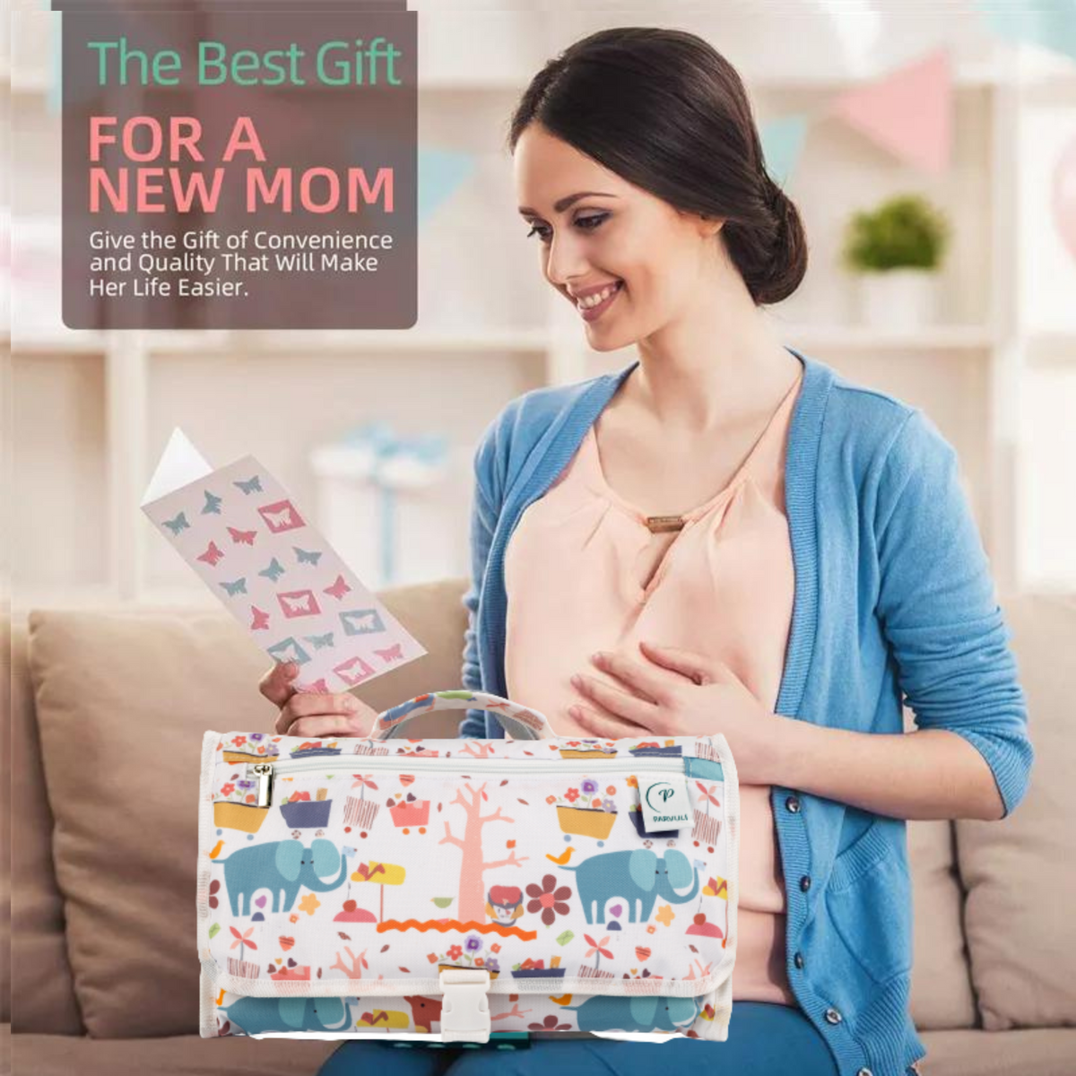 PARVULÍ PACK Cambiador de Bebe Portatil XL Con Chupetero | Regalos Originales para Recien Nacidos | Plegable e Impermeable Que Mantiene al Bebe Cómodo y Limpio