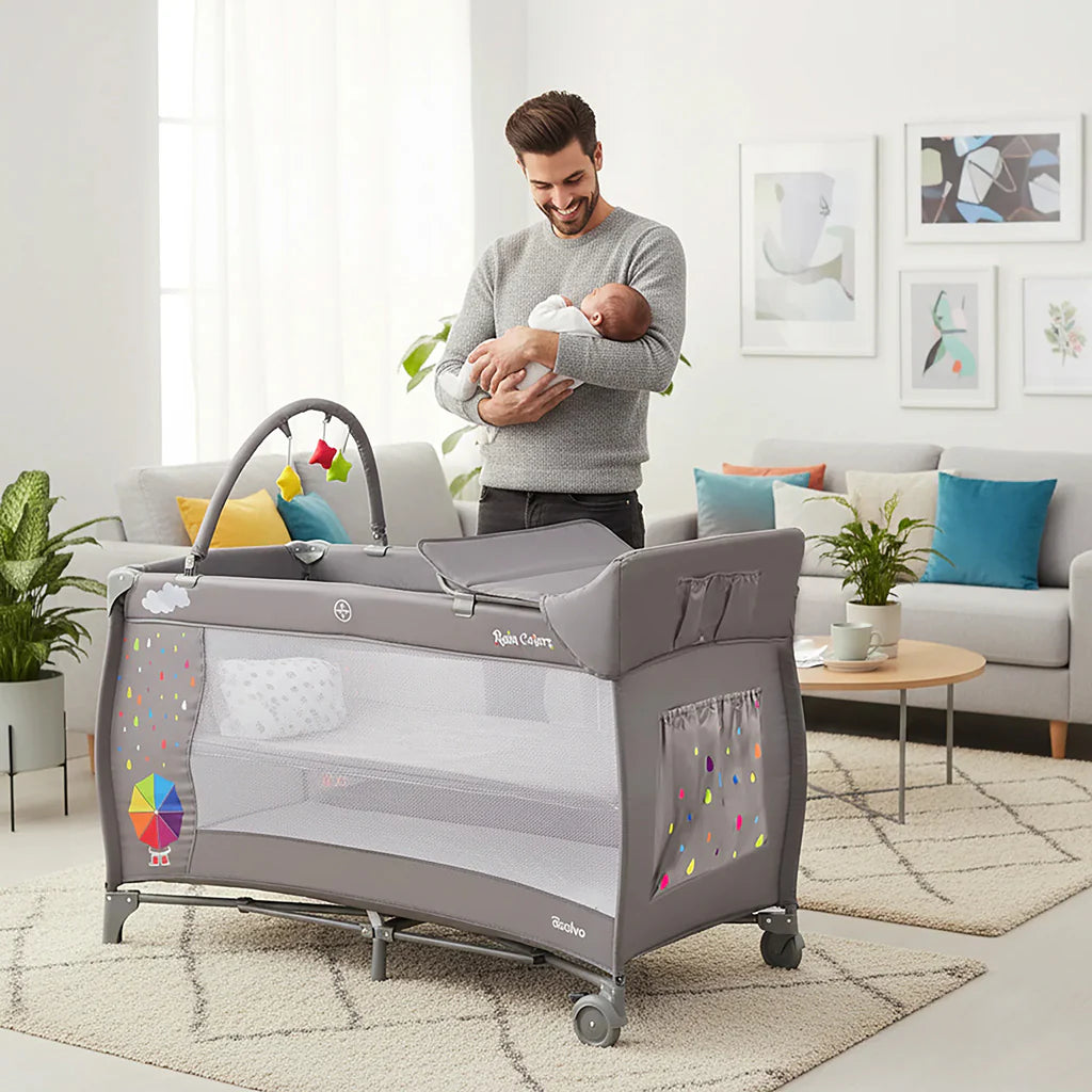 Cuna de Viaje Completa PARVULI con Cambiador - Plegable y Portátil