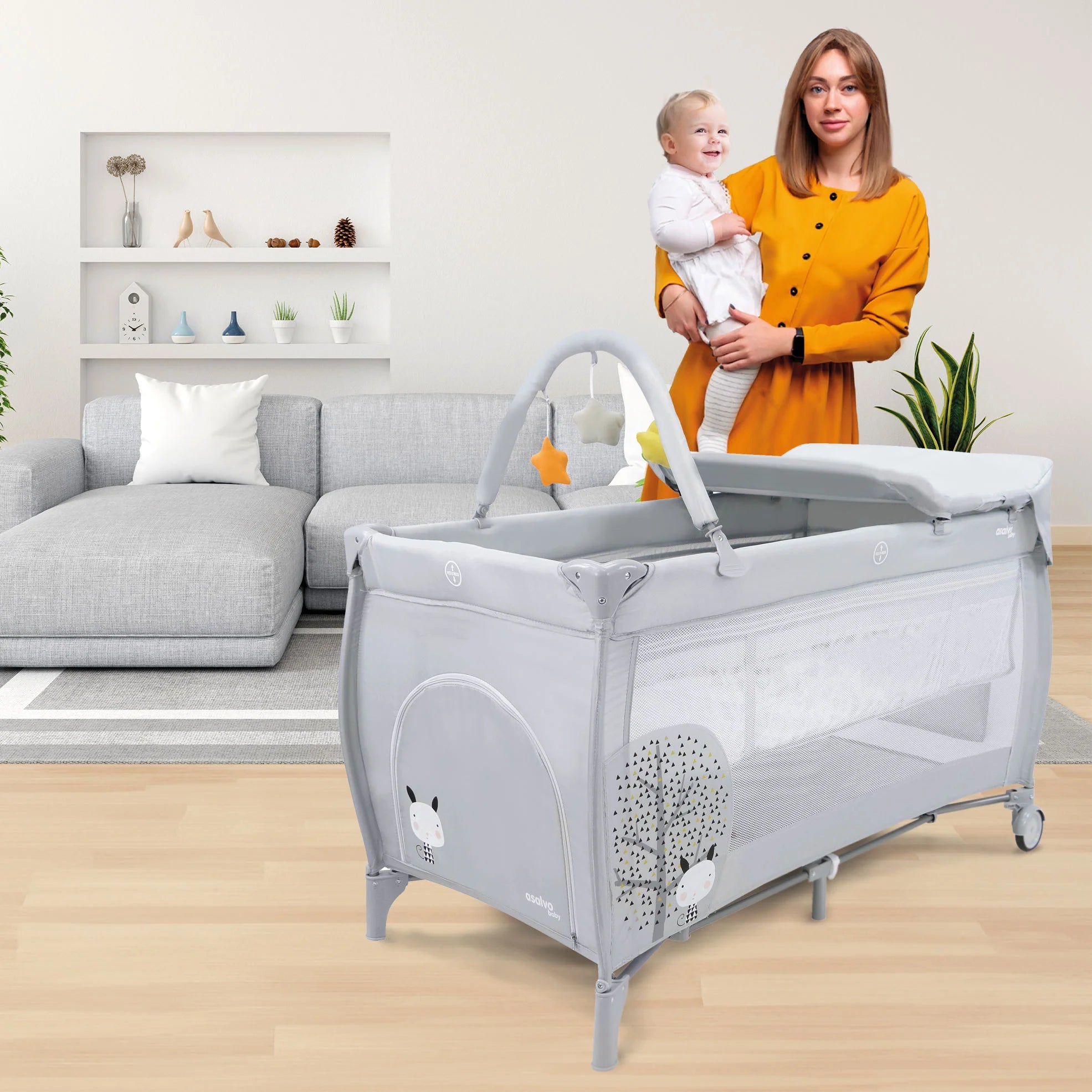 Cuna de Viaje Completa Nórdica con Cambiador y Doble Altura
