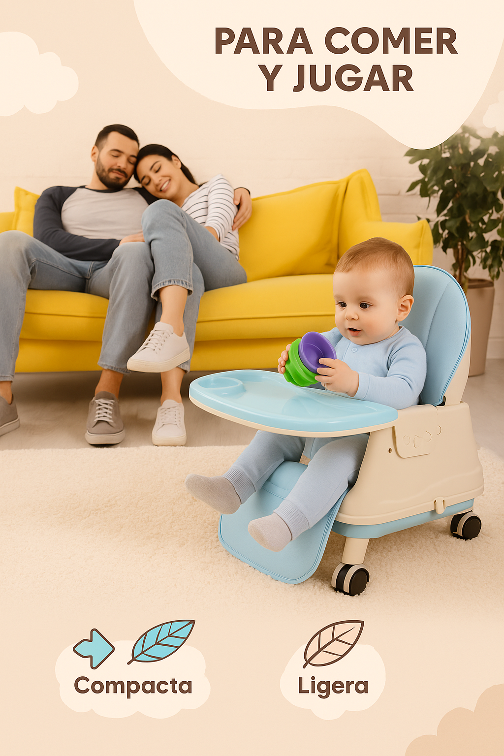 Trona Evolutiva con Babero de Silicona para Bebé