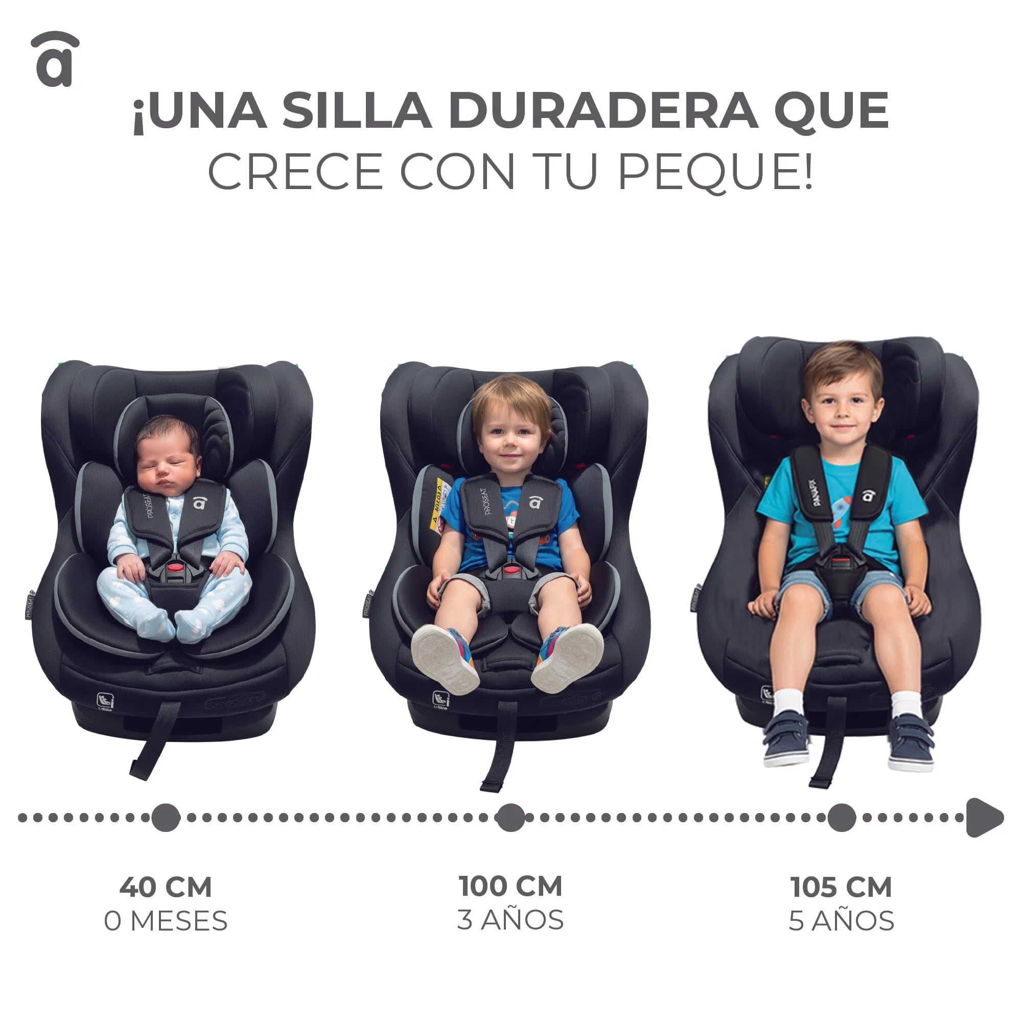 Silla de Auto Proseat Convertible - Grupo 0+/1/2 (40-105 cm) con Protección Lateral