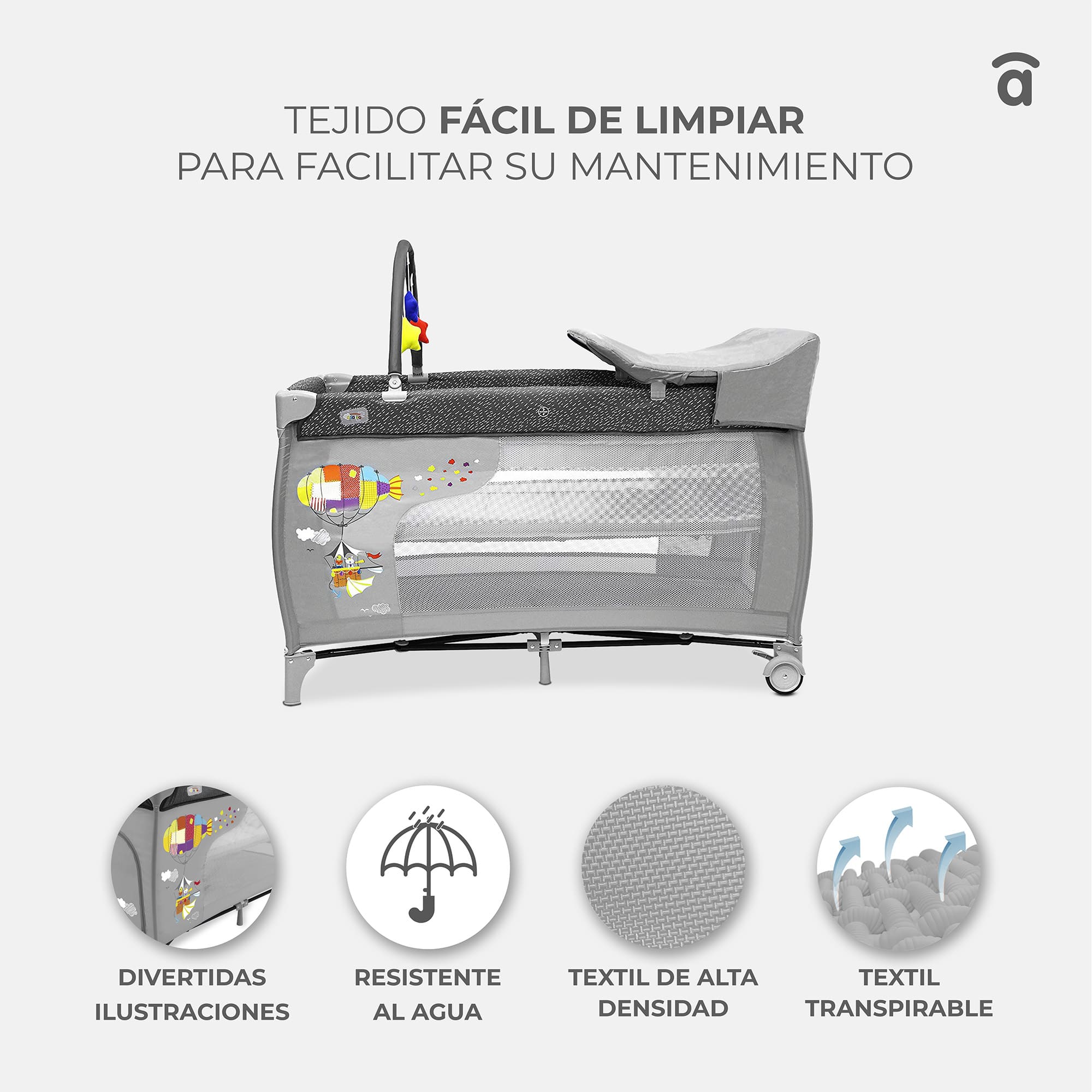 Cuna de Viaje Completa Diente de León con Cambiador y Doble Altura