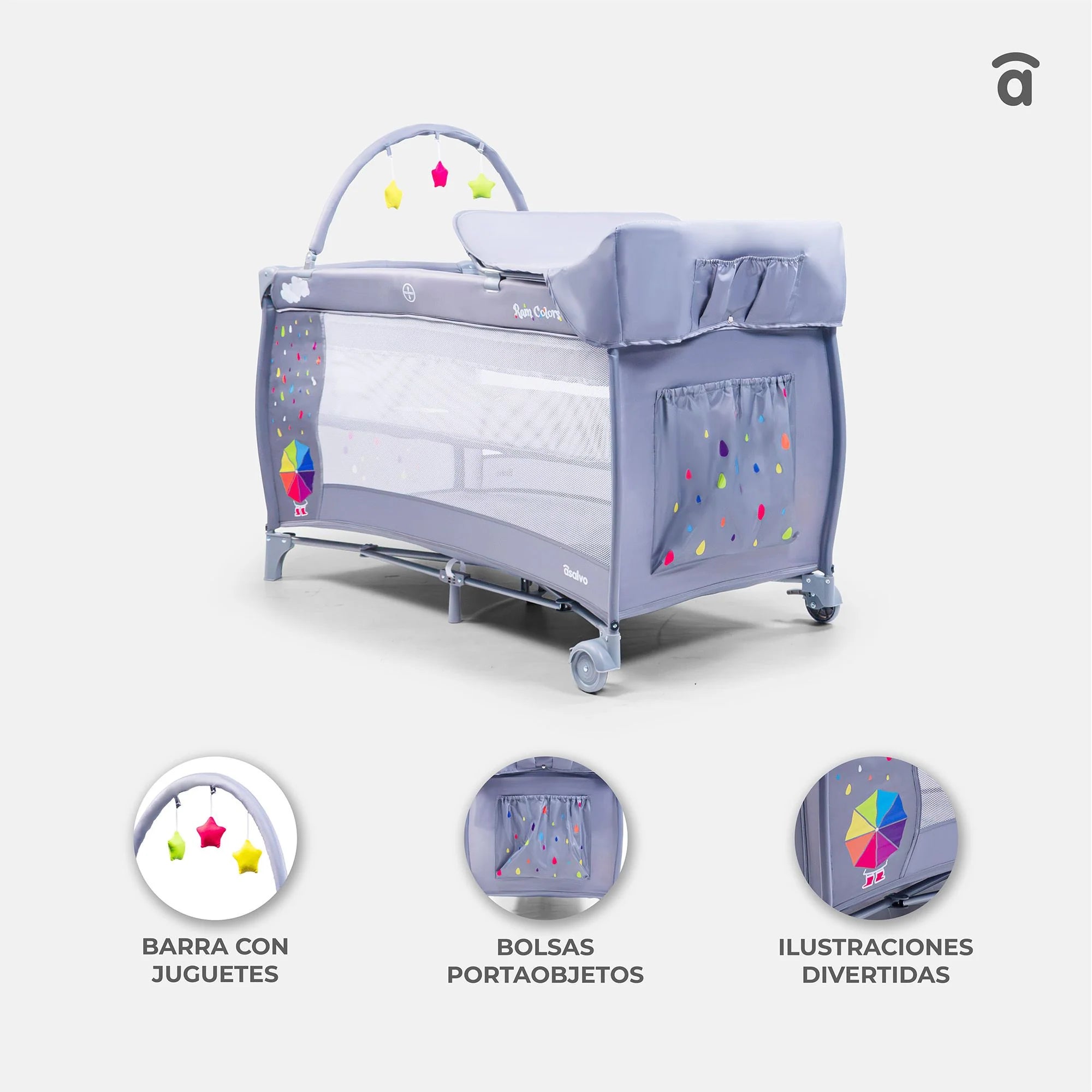 Cuna de Viaje Completa PARVULI con Cambiador - Plegable y Portátil