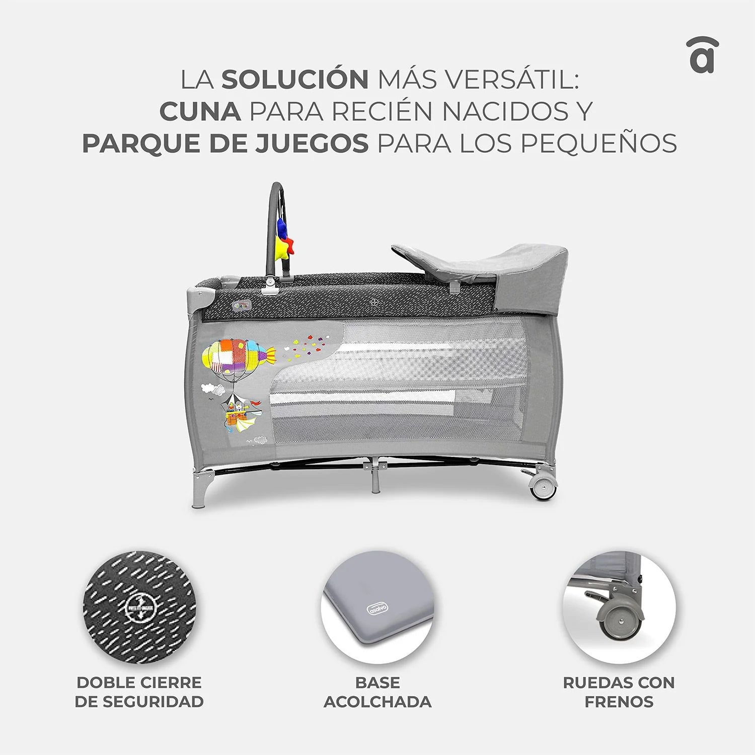 Cuna de Viaje Completa PARVULI con Cambiador - Plegable y Portátil