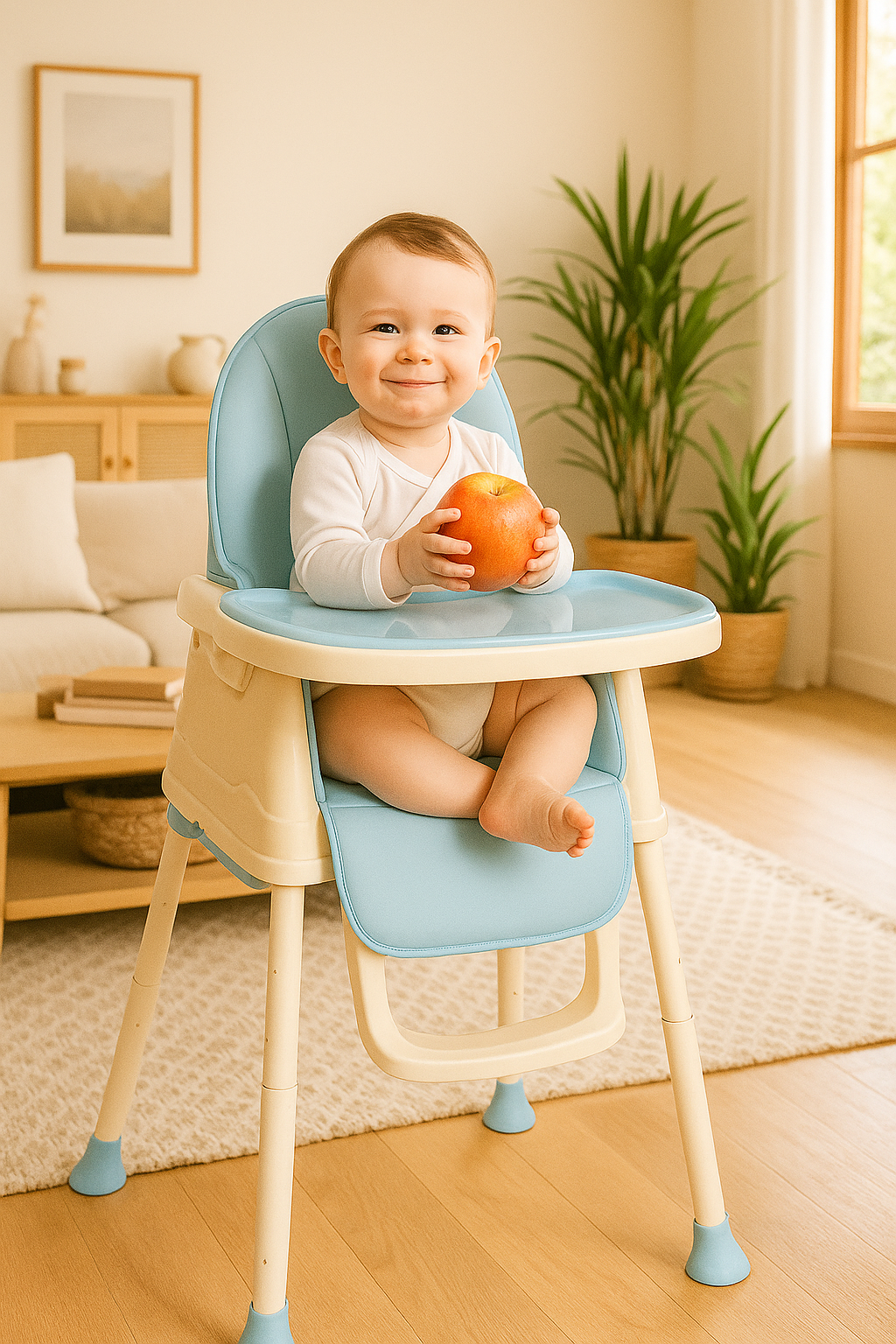 Trona Evolutiva con Babero de Silicona para Bebé | Ajustable y Segura | Hasta 25kg