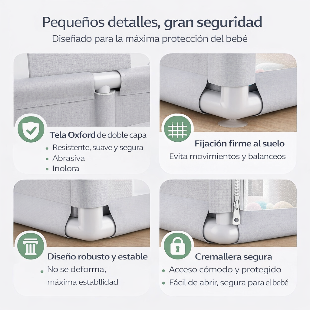 PARVULI® Parque Infantil Bebé + Alfombra de Juegos + 6 Agarraderas - PARVULI
