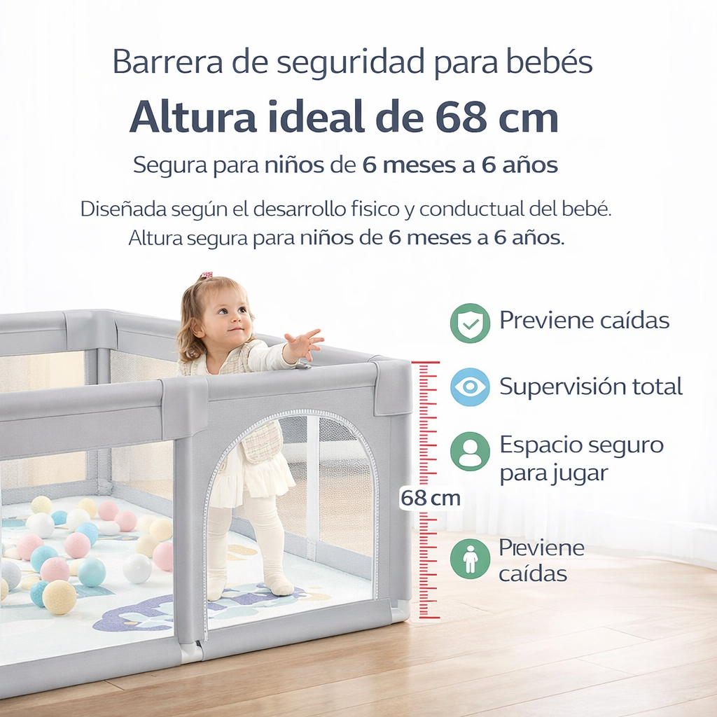 PARVULI® Parque Infantil Bebé + Alfombra de Juegos + 6 Agarraderas - PARVULI