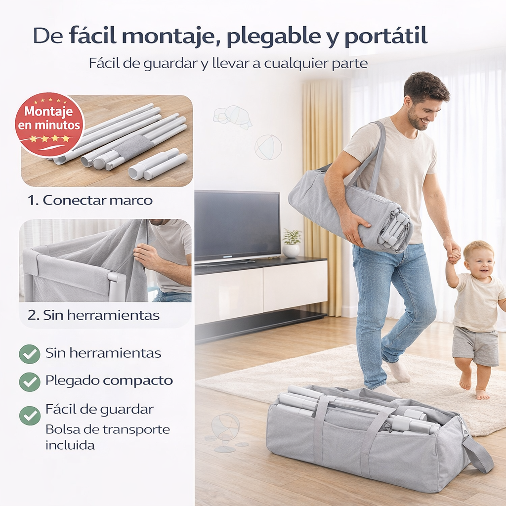 PARVULI® Parque Infantil Bebé + Alfombra de Juegos + 6 Agarraderas - PARVULI