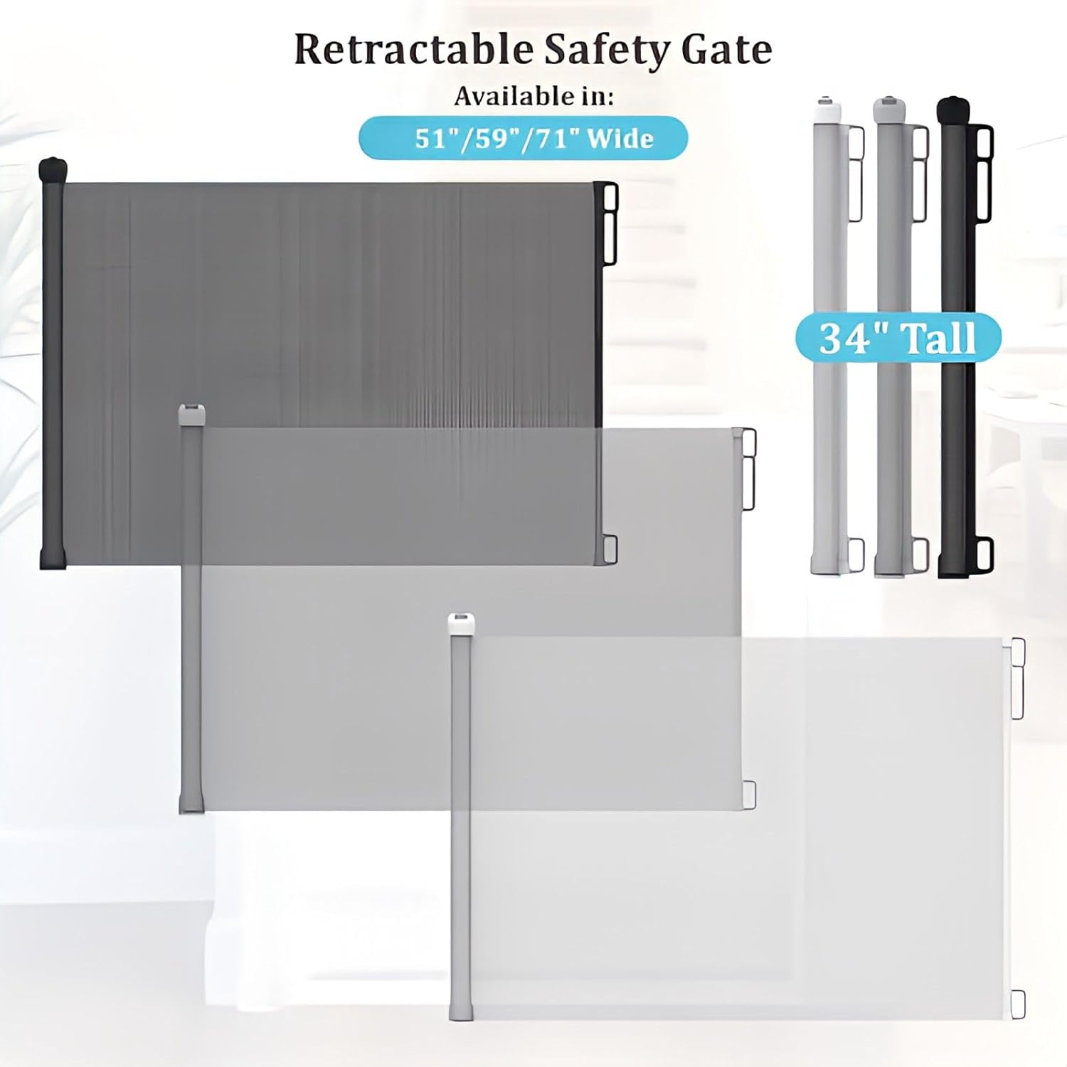 PARVULÍ Barrera Seguridad Niños Escalera Retráctil 0 a 140 Cm + 2 Protectores De Puerta - Valla Seguridad Infantil - Barrera Perros Puerta - Puerta Escalera Bebe Seguridad - Interiores Y Exteriores