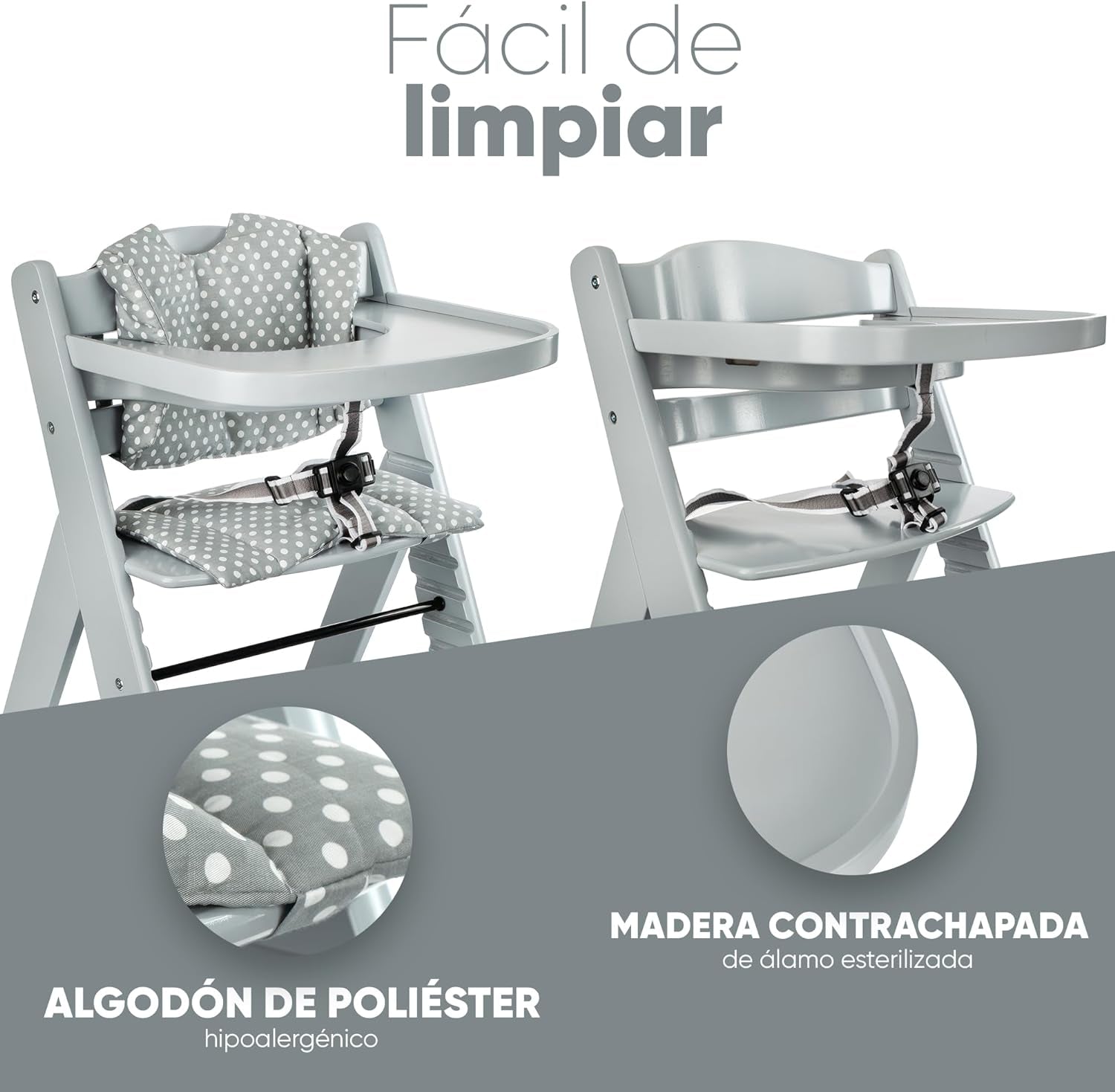 PARVULI Trona Bebe Madera Con Cojín, Vajilla De Silicona Y Babero - Trona Evolutiva Bebe De 6 Meses a 12 Años - Silla Para Comer Bebe Con Bandeja - Tronas De Bebe Para Mesa, Comedor De 80X58X48Cm